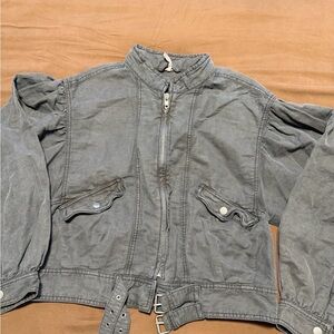 Free People Gray Bomber Jacket